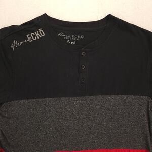 Ecko Unltd Crew Neck Casual Long Sleeve T Shirt Mens Size Large L Black Red